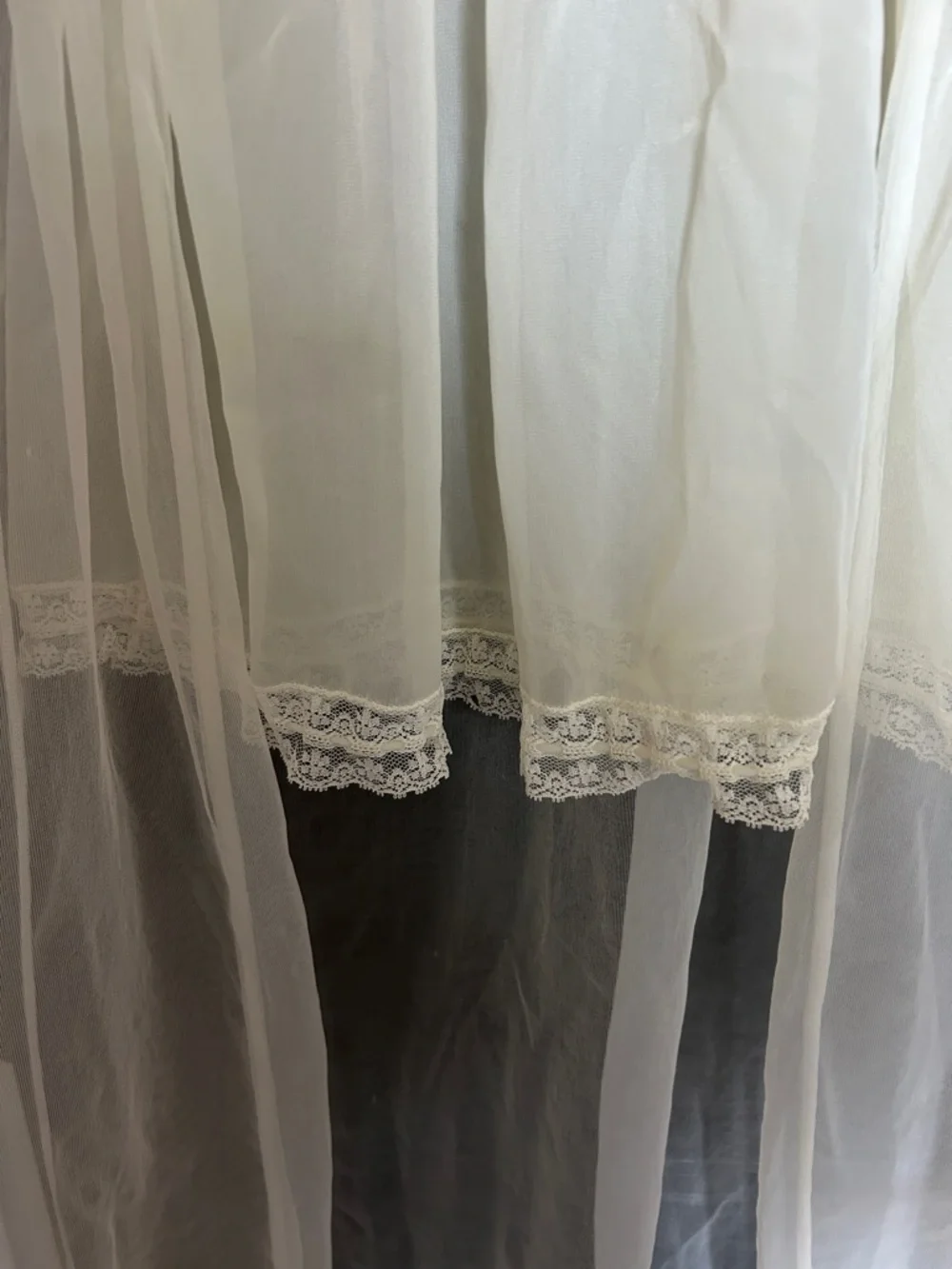 Vintage Sheer Lace Peignoir Set - Cream